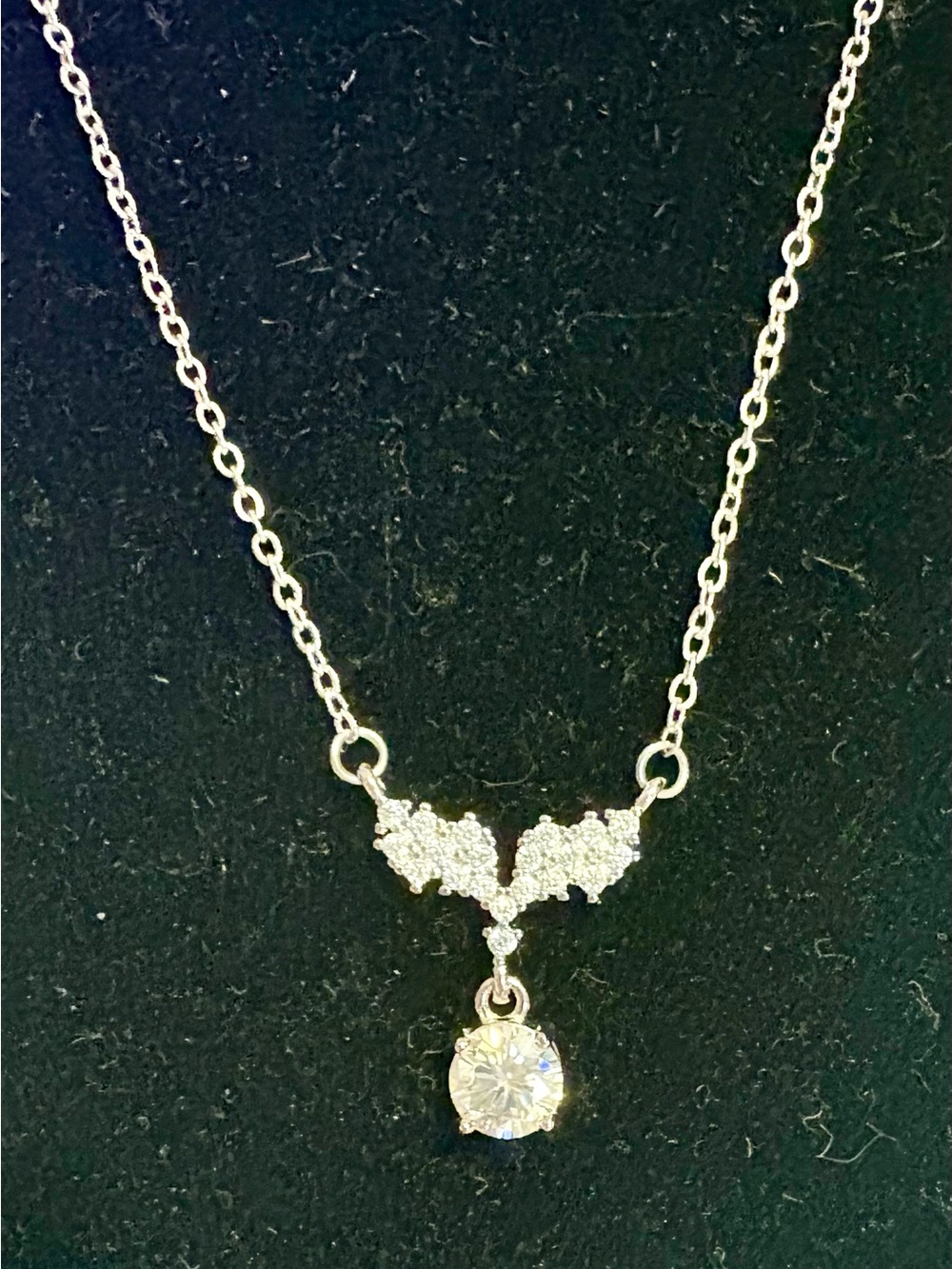 Moissanite and Silver Drop Pendant With Mermaid Tail Necklace